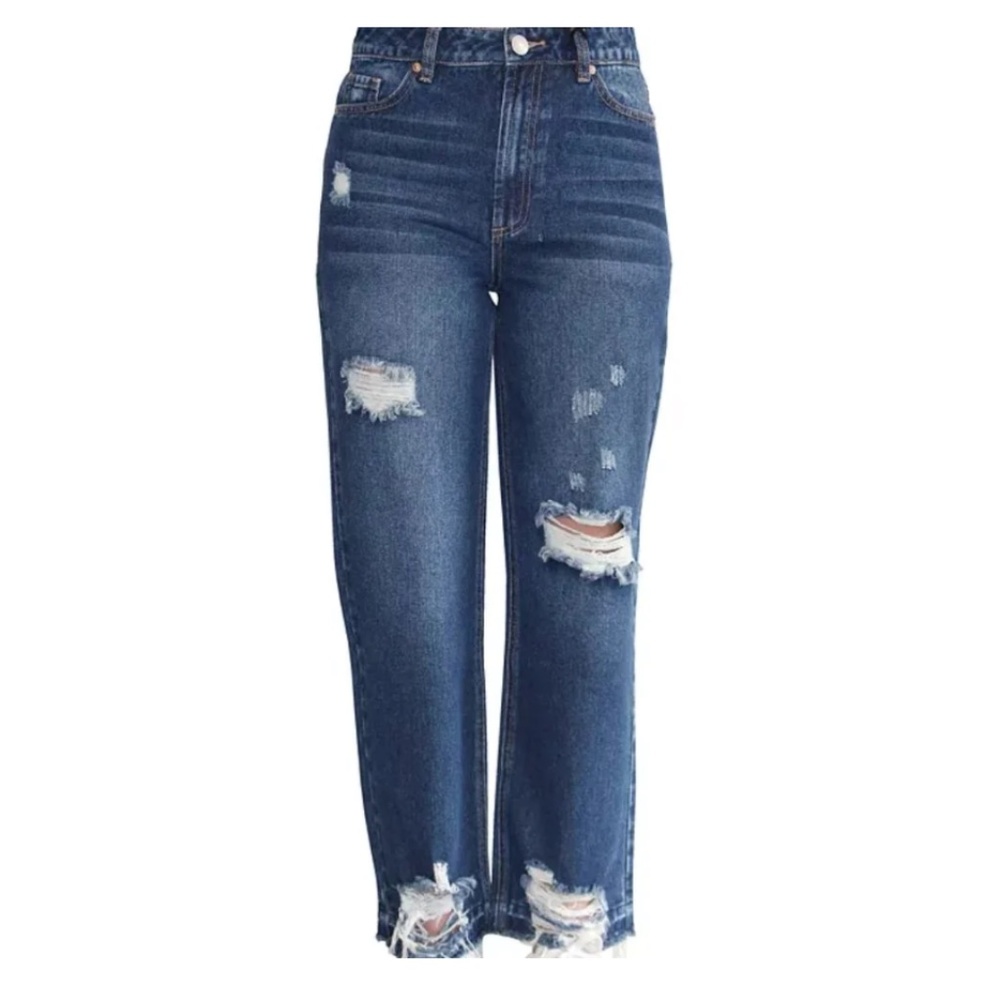 ALMOST FAMOUS dark wash denim high rise Dad Jeans - Juniors Size 0 NWT